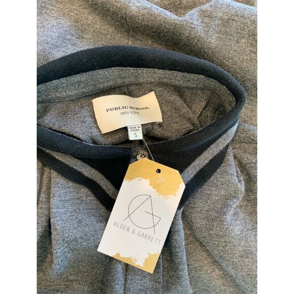 Public School New York Gray Striped Short Sleeve Knit Polo Dress, Size Small - Picture 9 of 9